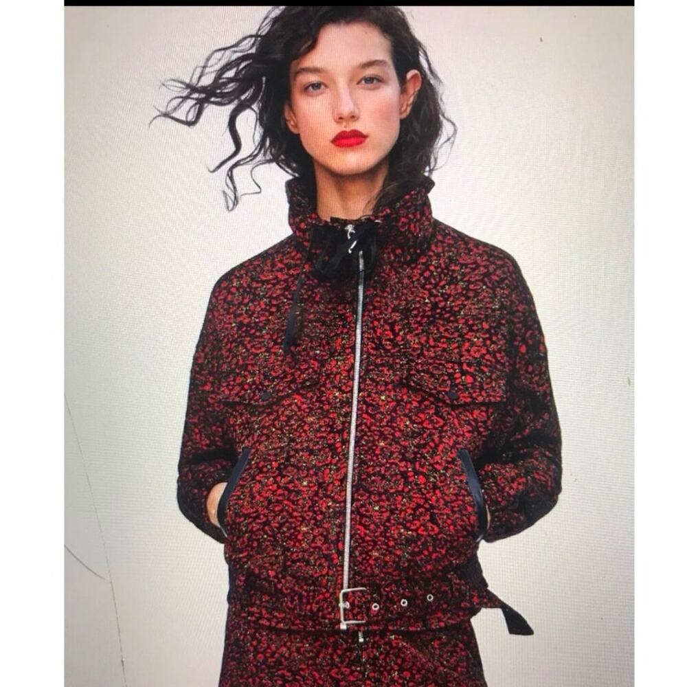 Zara Red and Black Patterned Jacket